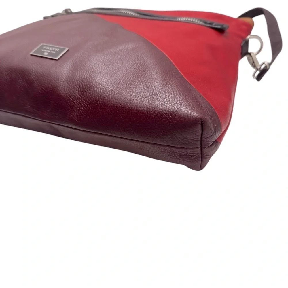 Fossil Dawson Foldover Colorblock Leather Convertible Tote Shoulder Bag‎